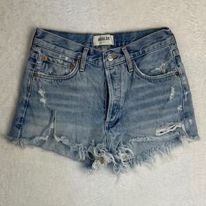 Agolde Women's Frayed Hem Jean Shorts - Light Blue